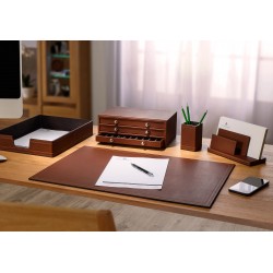 Desk leather set with pen box